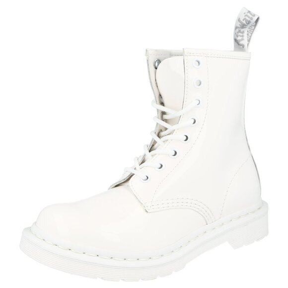 NWT Dr. Martens 1460 White Monochromatic Patent Leather Women's Boots Size 6 - Picture 1 of 16